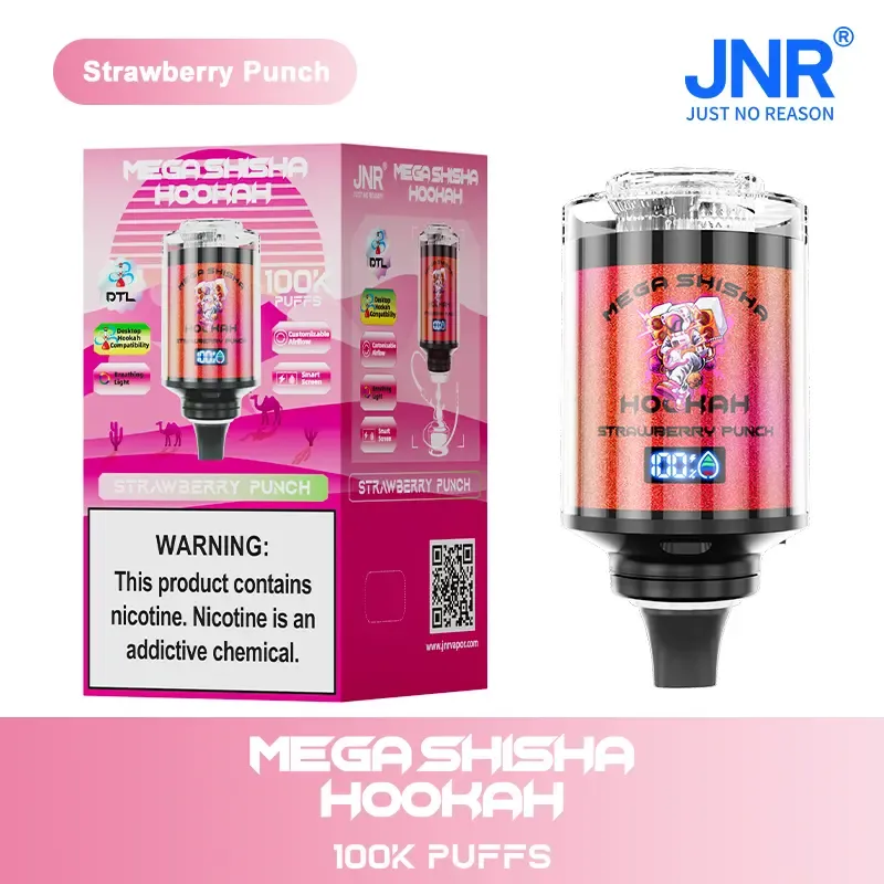 JNR Mega Shisha Hookah 100000 Puffs Disposable Vape – 60mL E-Liquid,   LED Display | Duty-free EU Shipping & COD