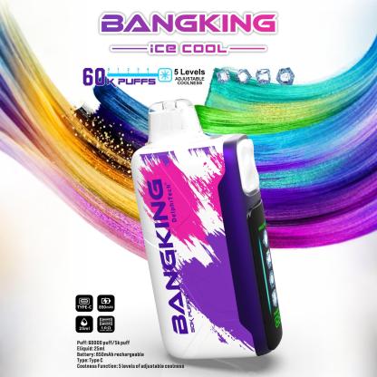 Bang King Ice Cool 60K Puffs – Adjustable Ice Level Disposable Vape, 25mL E-Liquid, 850mAh Rechargeable Battery, LED Display