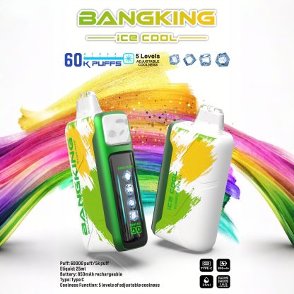 Bang King Ice Cool 60K Puffs – Adjustable Ice Level Disposable Vape, 25mL E-Liquid, 850mAh Rechargeable Battery, LED Display