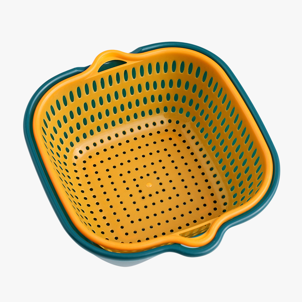 Küchenkorb aus Kunststoff, zweilagig, mit Abflusswanne und Sieb