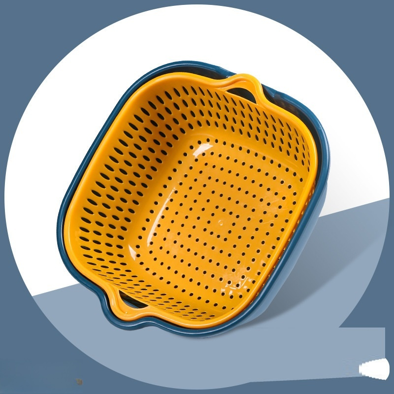 Zweilagiger Küchenkorb aus Kunststoff mit Abflusswanne & Sieb – Praktische Aufbewahrung