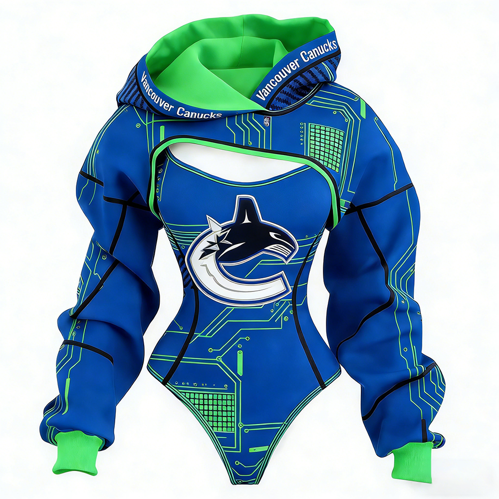 Women's Vancouver Canucks Team Hockey Shrug Hoodie & Bodysuit Two-Piece Set