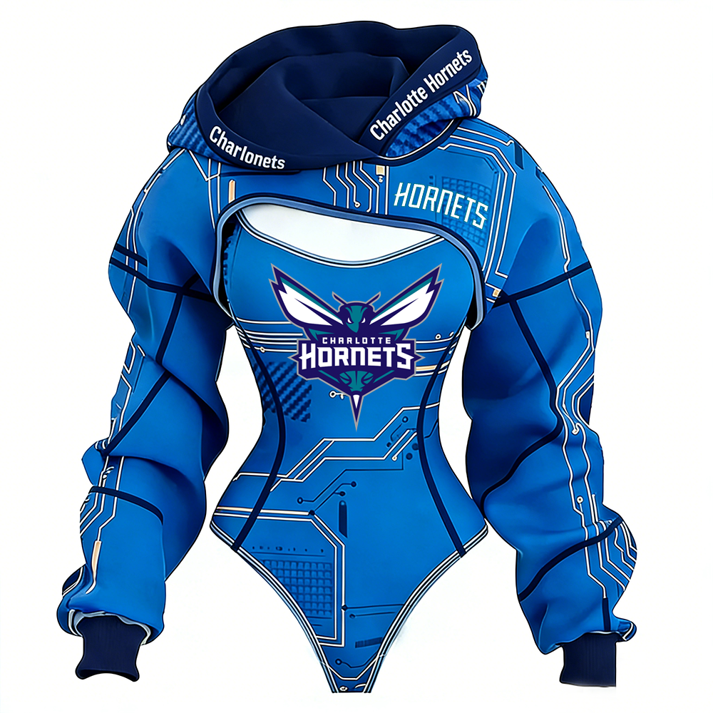 Women's Charlotte Hornets Basketball Team Digital Print Irregular Cut Suit