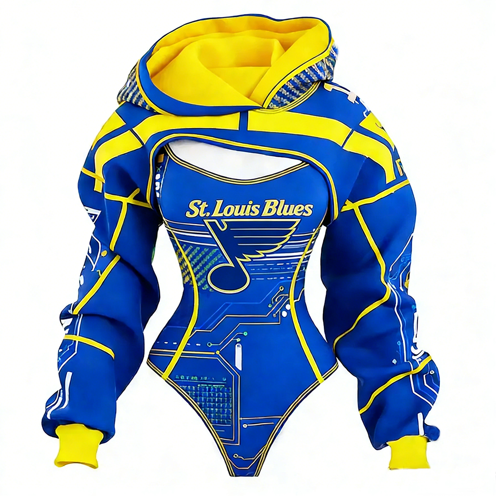 Women's St. Louis Blues Team Hockey Shrug Hoodie & Bodysuit Two-Piece Set