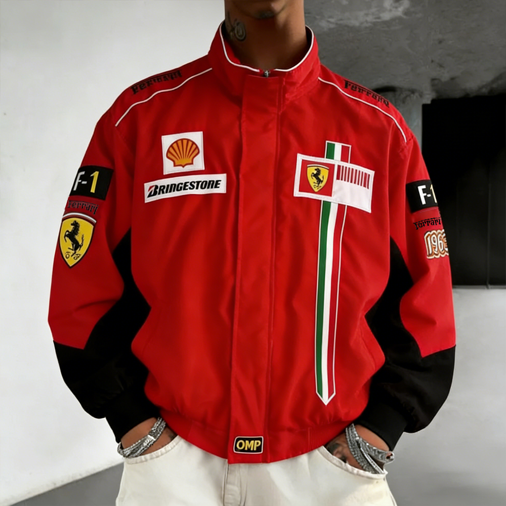 Men's Vintage F1 Ferrari Vintage Racing Jacket Team Embroidered Jacket