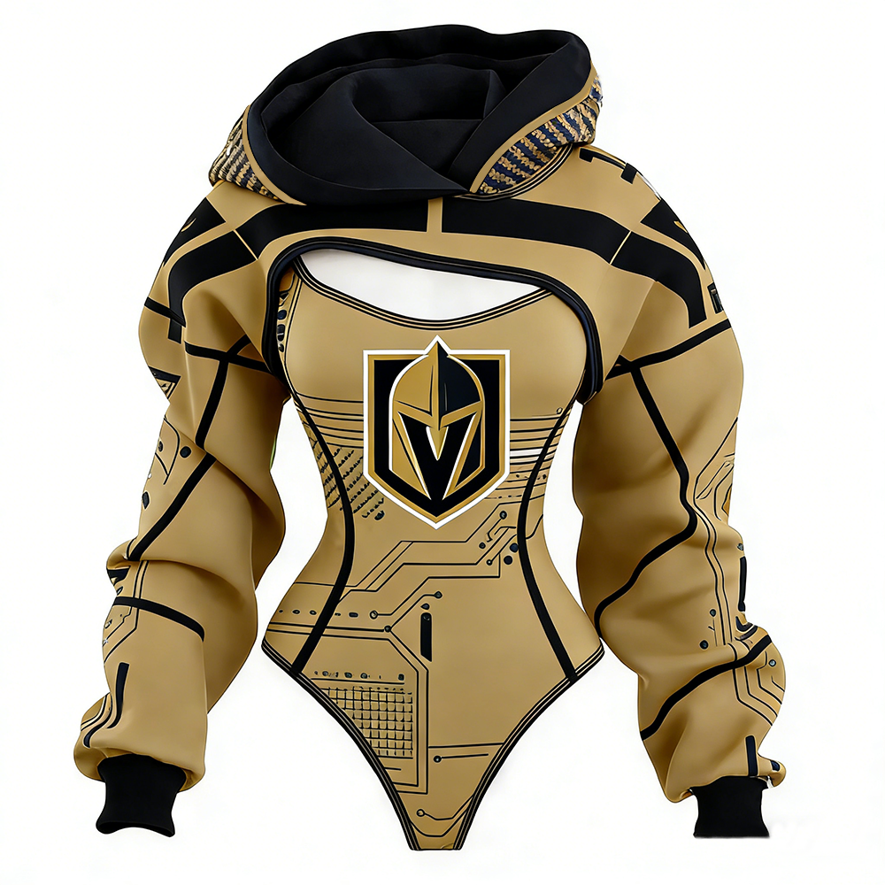 Women's Vegas Golden Knights Team Hockey Shrug Hoodie & Bodysuit Two-Piece Set