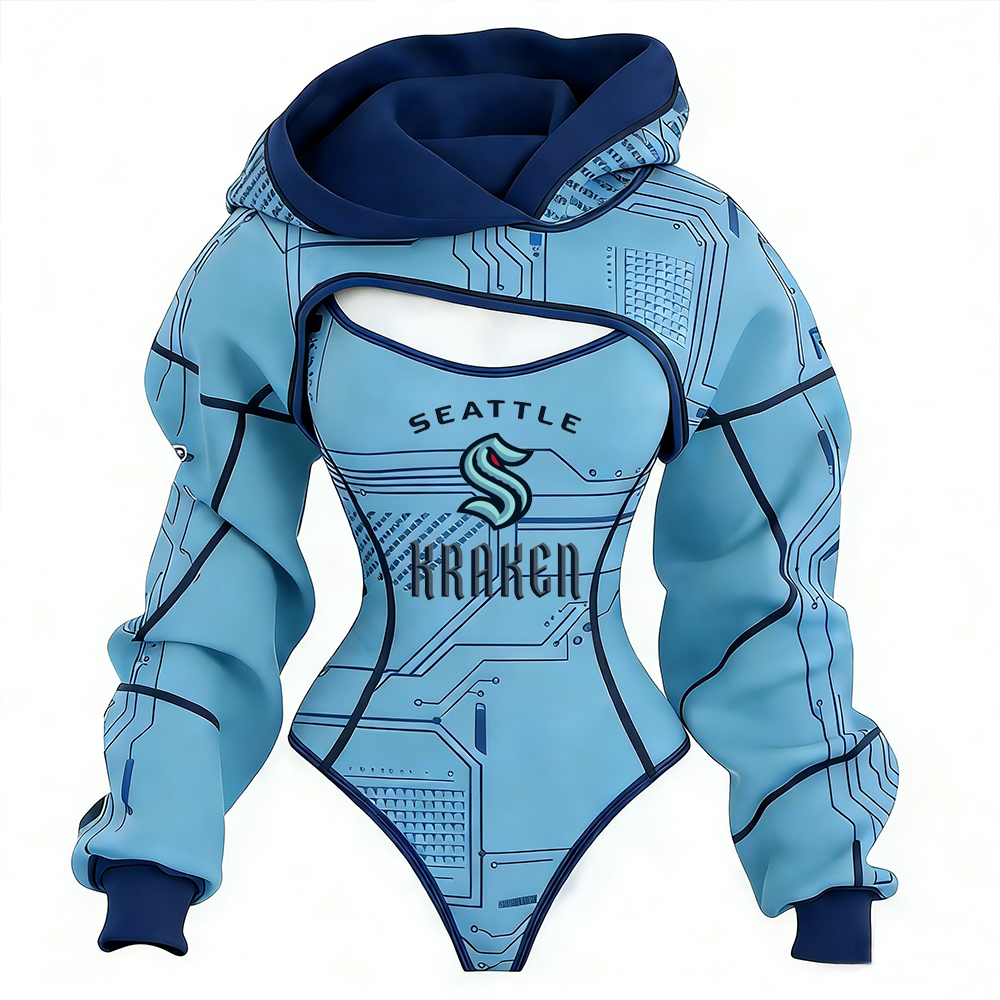 Women's  Seattle Kraken Team Hockey Shrug Hoodie & Bodysuit Two-Piece Set