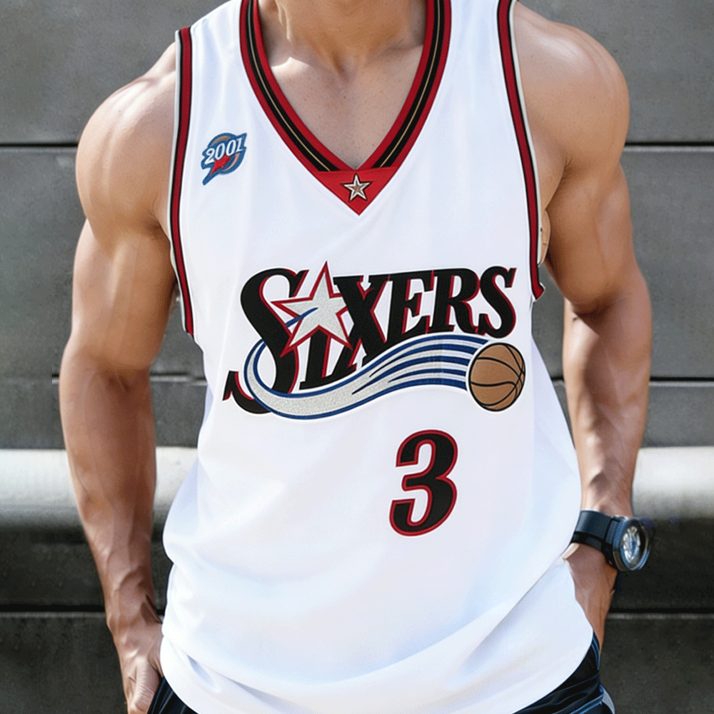 Men's Vintage Starter Philadelphia 76ers Team NBA Jersey Charles Barkley Basketball Tank Top 