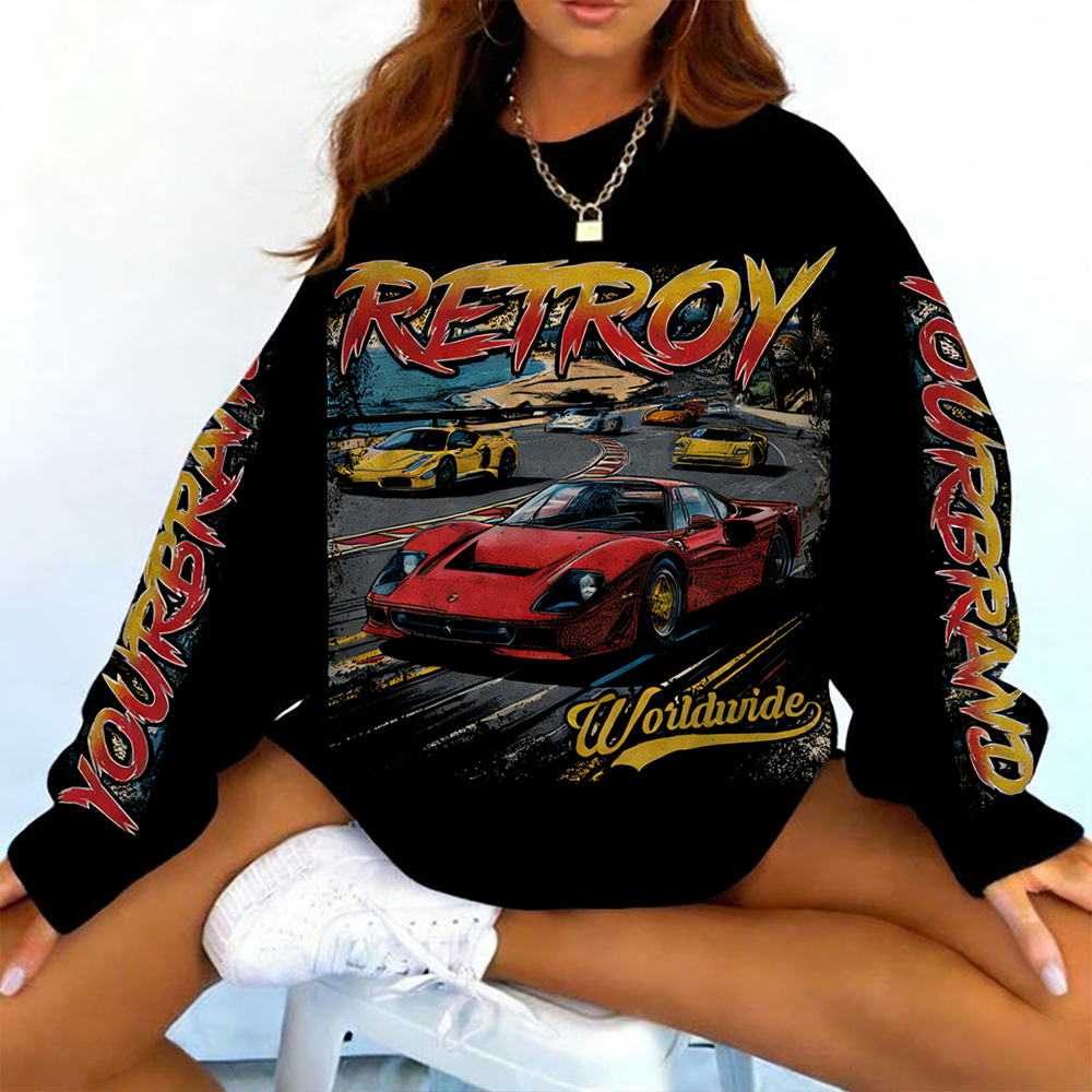 Vintage Ferrari Racing Graphic Oversized Sweatshirt