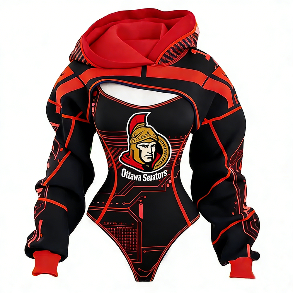 Women's Ottawa Senators Team Hockey Shrug Hoodie & Bodysuit Two-Piece Set