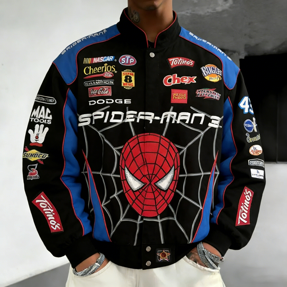 Men's Retro Racing Spiderman Bike Jacket