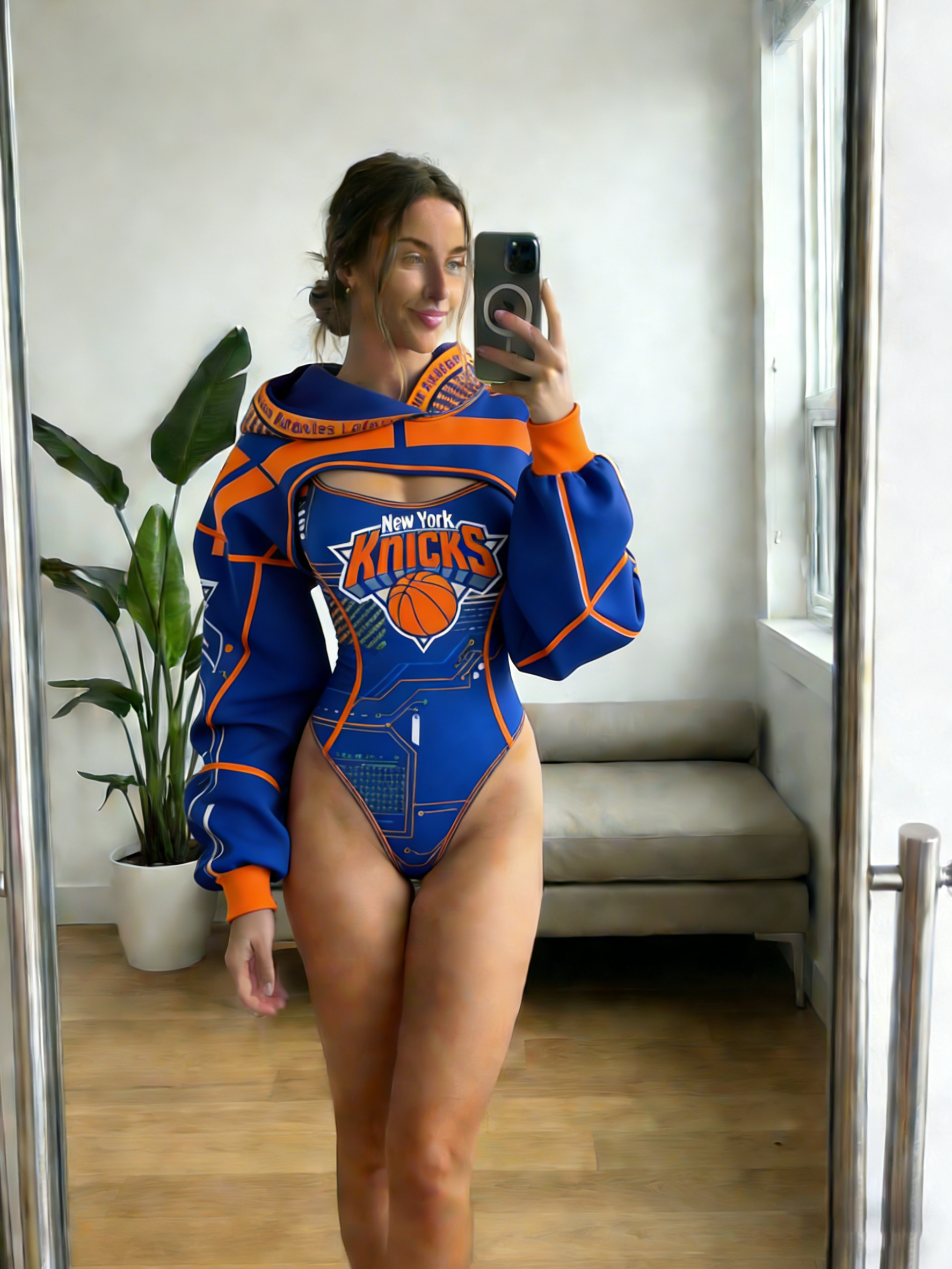 Women's New York Knicks Basketball Team Digital Print Irregular Cut Suit
