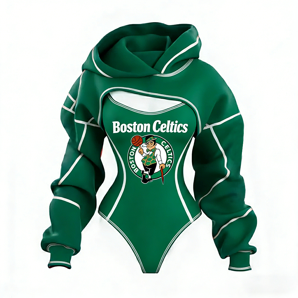 Women's Boston Celtics Basketball Team Digital Print Irregular Cut Suit