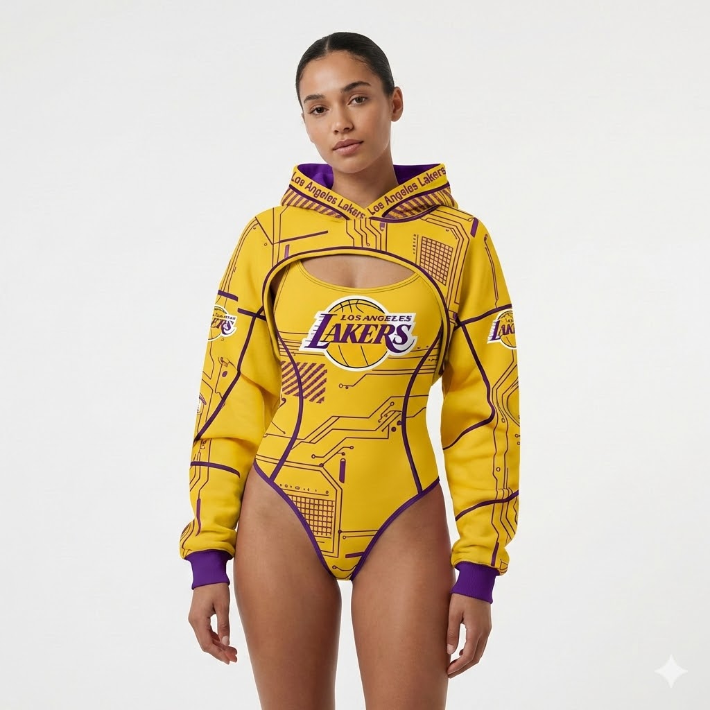 Women's Los Angeles Lakers Basketball Team Digital Print Irregular Cut Suit