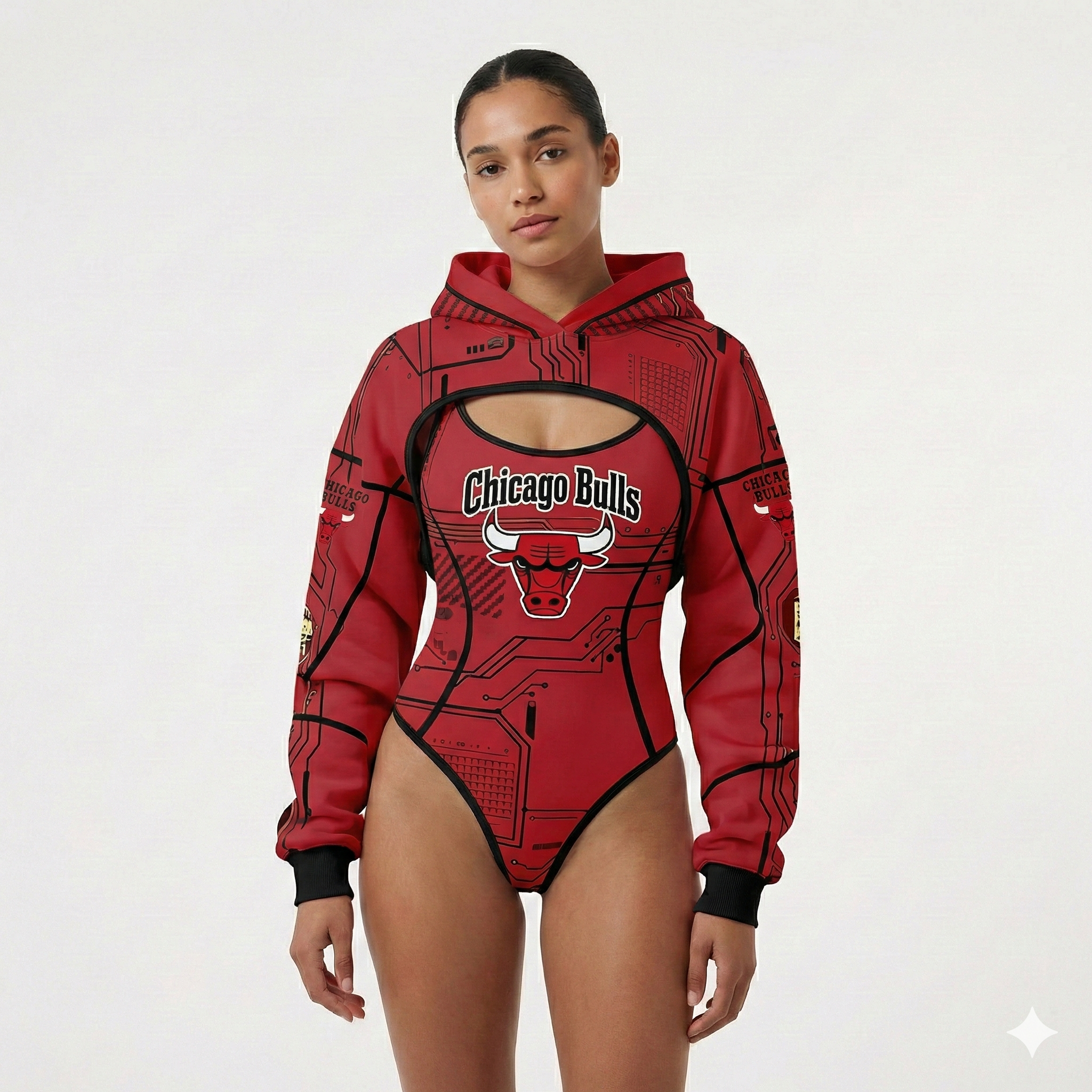 Women's Chicago Bulls Basketball Team Digital Print Irregular Cut Suit