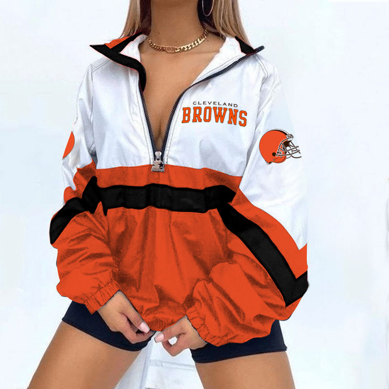 Chicago Bears Football Print Zipper Long-Sleeve Sweatshirt