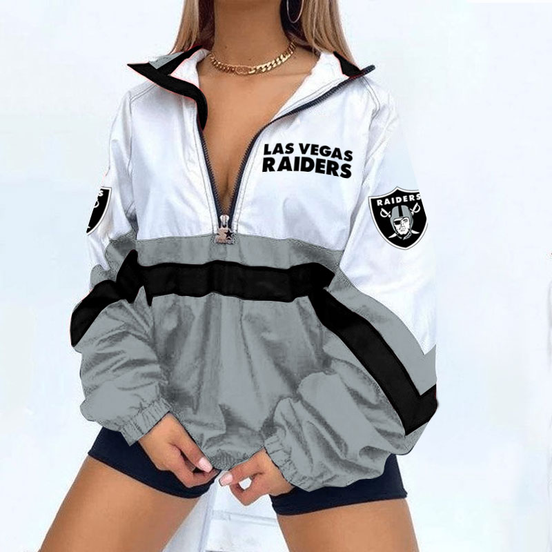 Las Vegas Raiders Football Print Zipper Long-Sleeve Sweatshirt