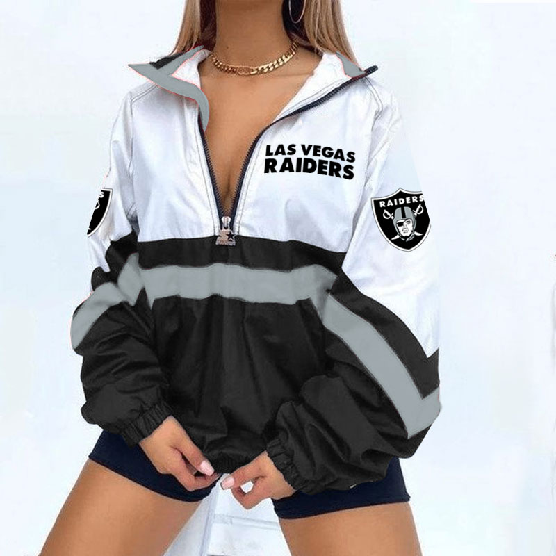 Las Vegas Raiders Football Print Zipper Long-Sleeve Sweatshirt