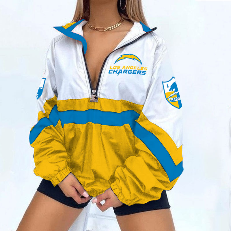 Los Angeles Chargers Football Print Zipper Long-Sleeve Sweatshirt
