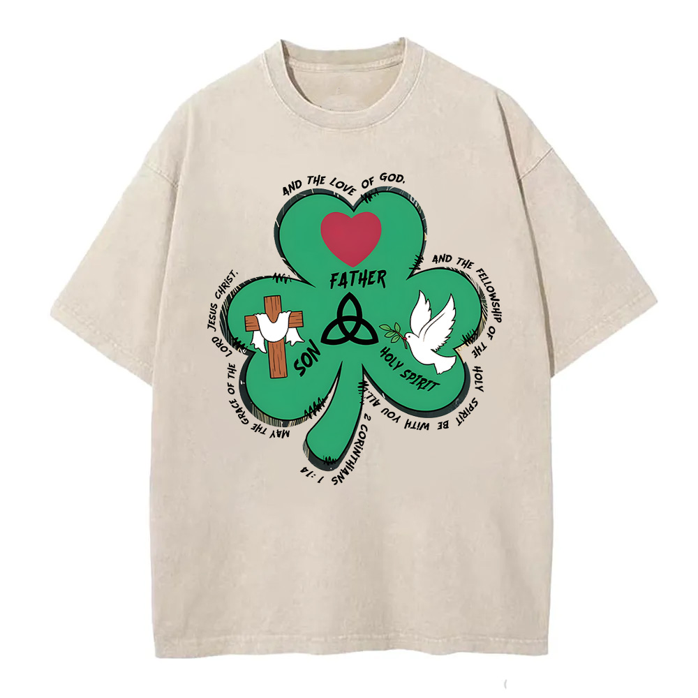 Trinity Clovers St. Patrick's Day Christian Washed T-Shirt