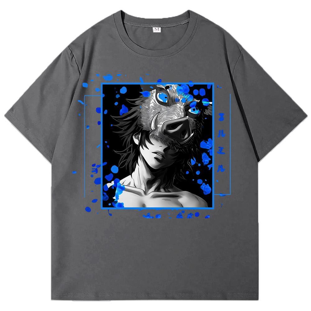 Demon Slayer Inosuke Kihira Wears a Pig Mask Cotton T-Shirts