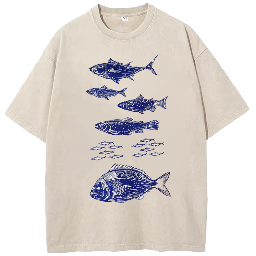 Ocean Blue Fish Print Pattern