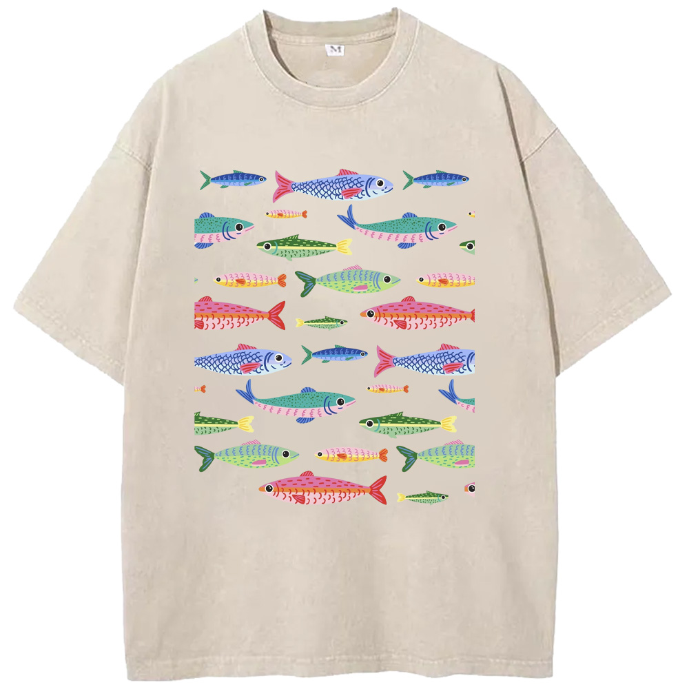 Ocean Happy Sardines Washed T-Shirts