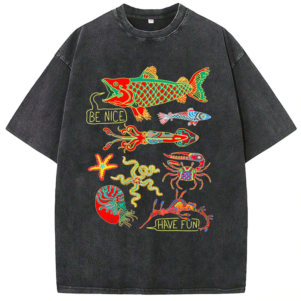 Ocean Tropical Fish Washed T-Shirts