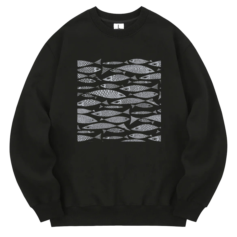 Ocean Blue-Gray Scaled Fish Hoodie
