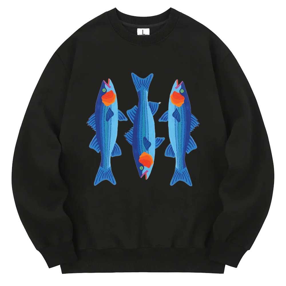 Ocean Retro Blue Holiday Fish Hoodie