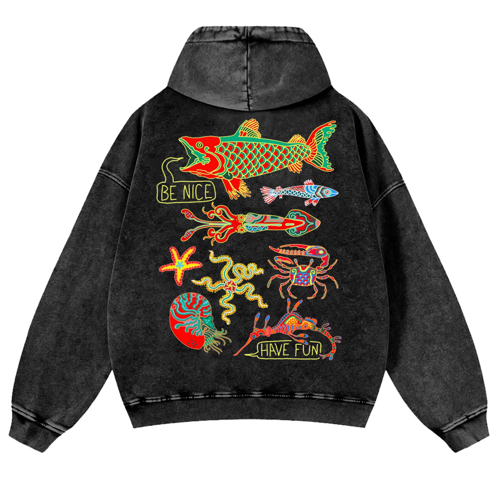 Ocean Tropical Fish Washed hoodie