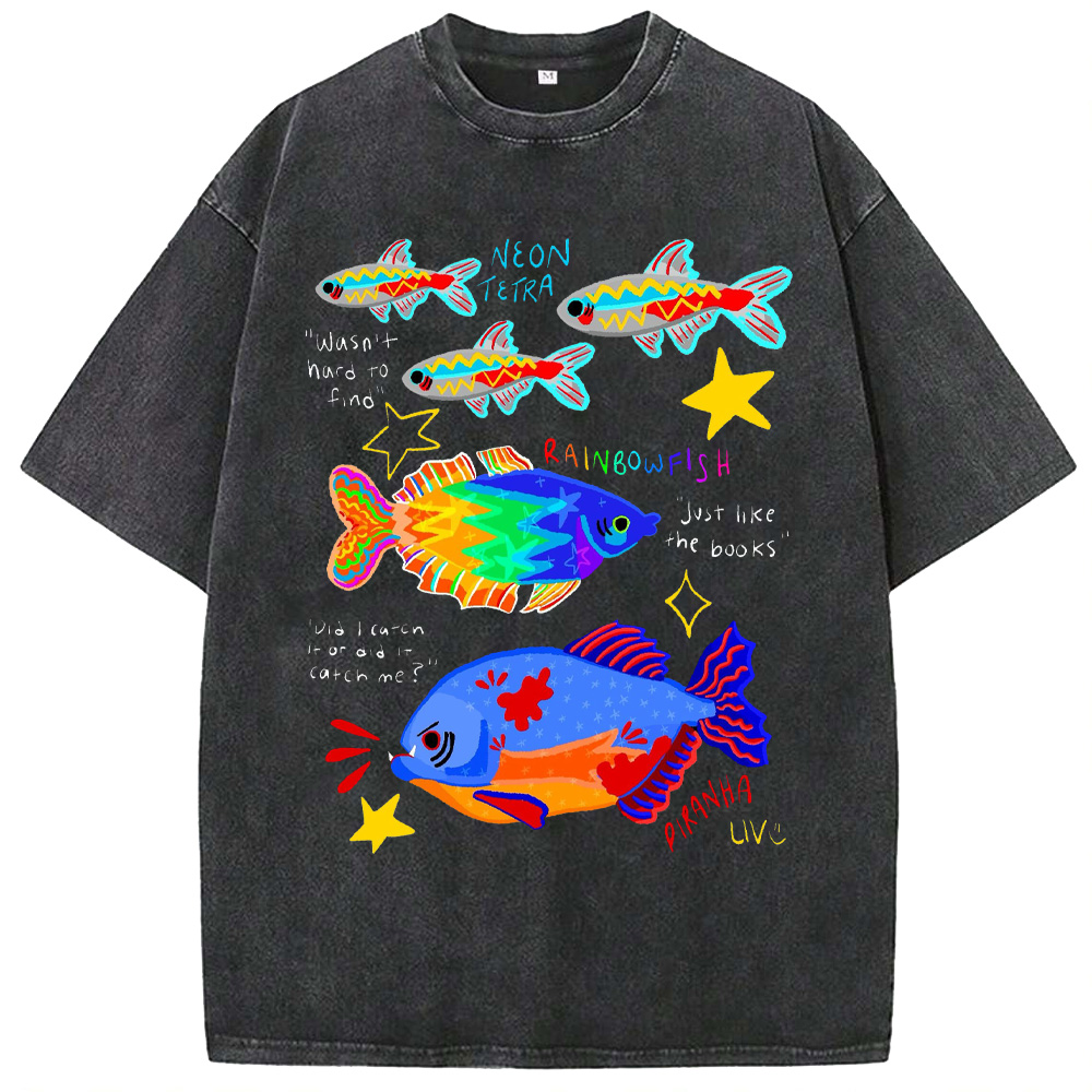 Ocean Did I Catch Or Did it Catch Me? Washed T-Shirts