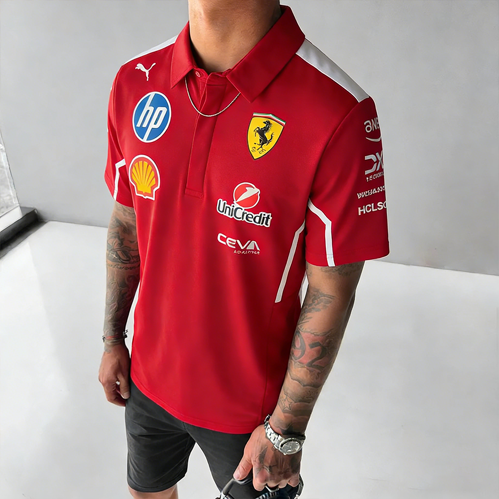 Men's Retro Racing Cars Scuderia Ferrari Team Polo Shirt 