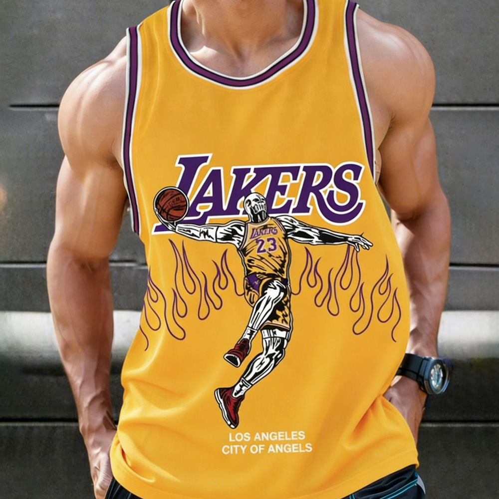 Men's Vintage Starter Los Angeles Lakers NBA Jersey Charles Barkley Basketball Tank Top 