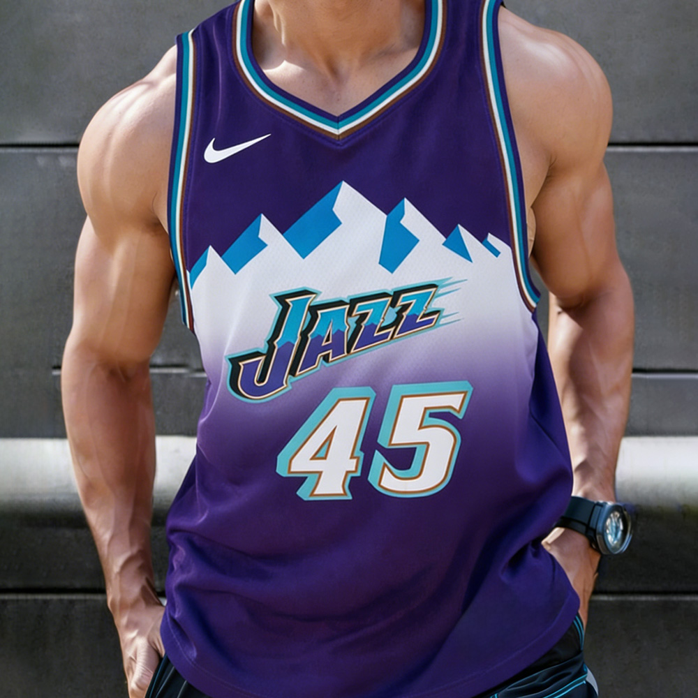 Men's Vintage Starter Utah Jazz Team NBA Jersey Charles Barkley Basketball Tank Top 