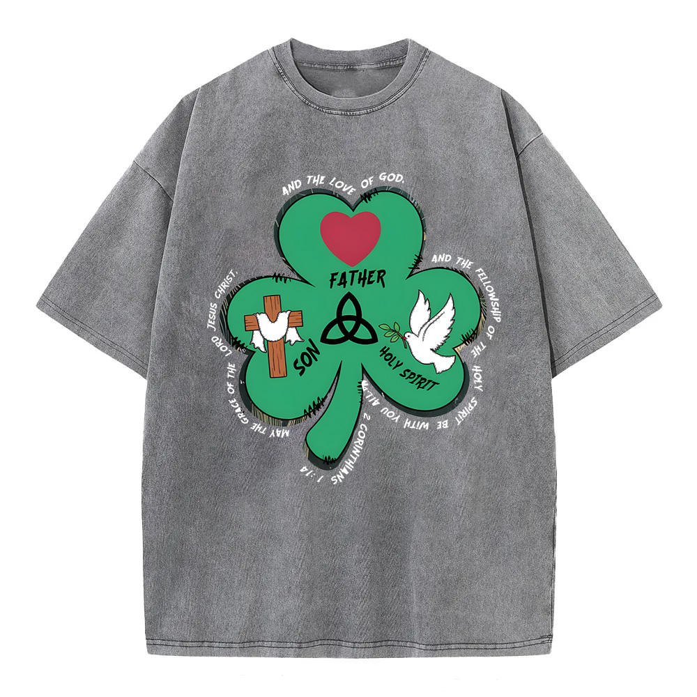 Trinity Clovers St. Patrick's Day Christian Washed T-Shirt