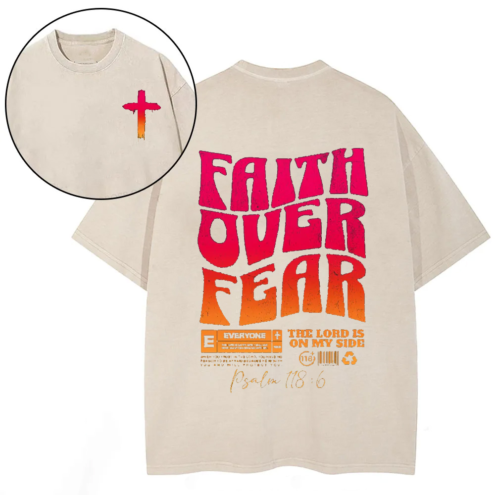 Faith Over Fear Christian Washed T-Shirt