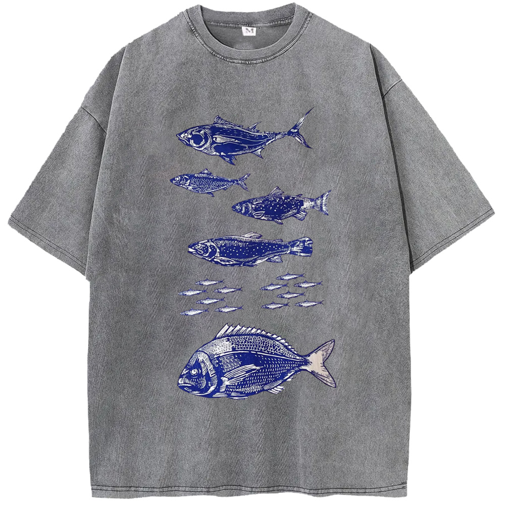 Ocean Blue Fish Print Pattern