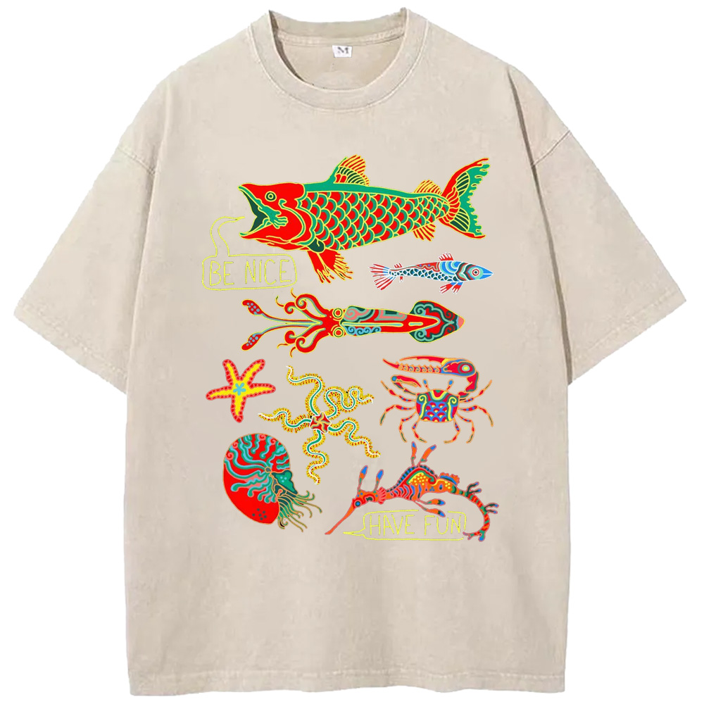 Ocean Tropical Fish Washed T-Shirts