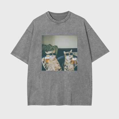 Vintage Beer Buddy Cat Garment-dye Tees