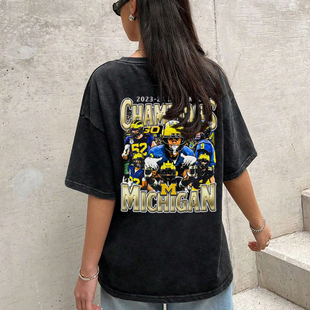 2023-24 NATIONAL CHAMPS CHAMPS Football Printed Short-Sleeved T-Shirt