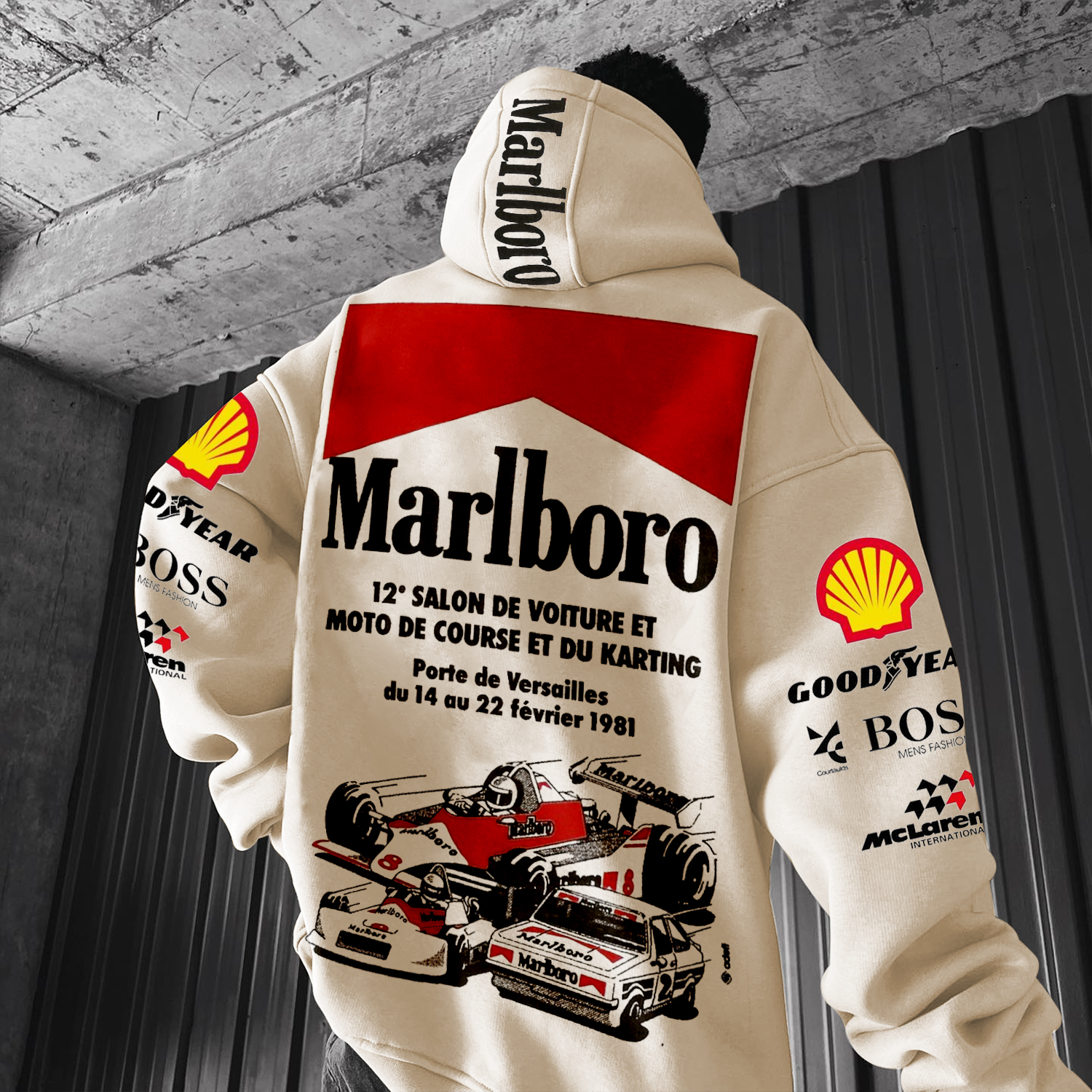 Stylish Racing Print Oversized Hoodie