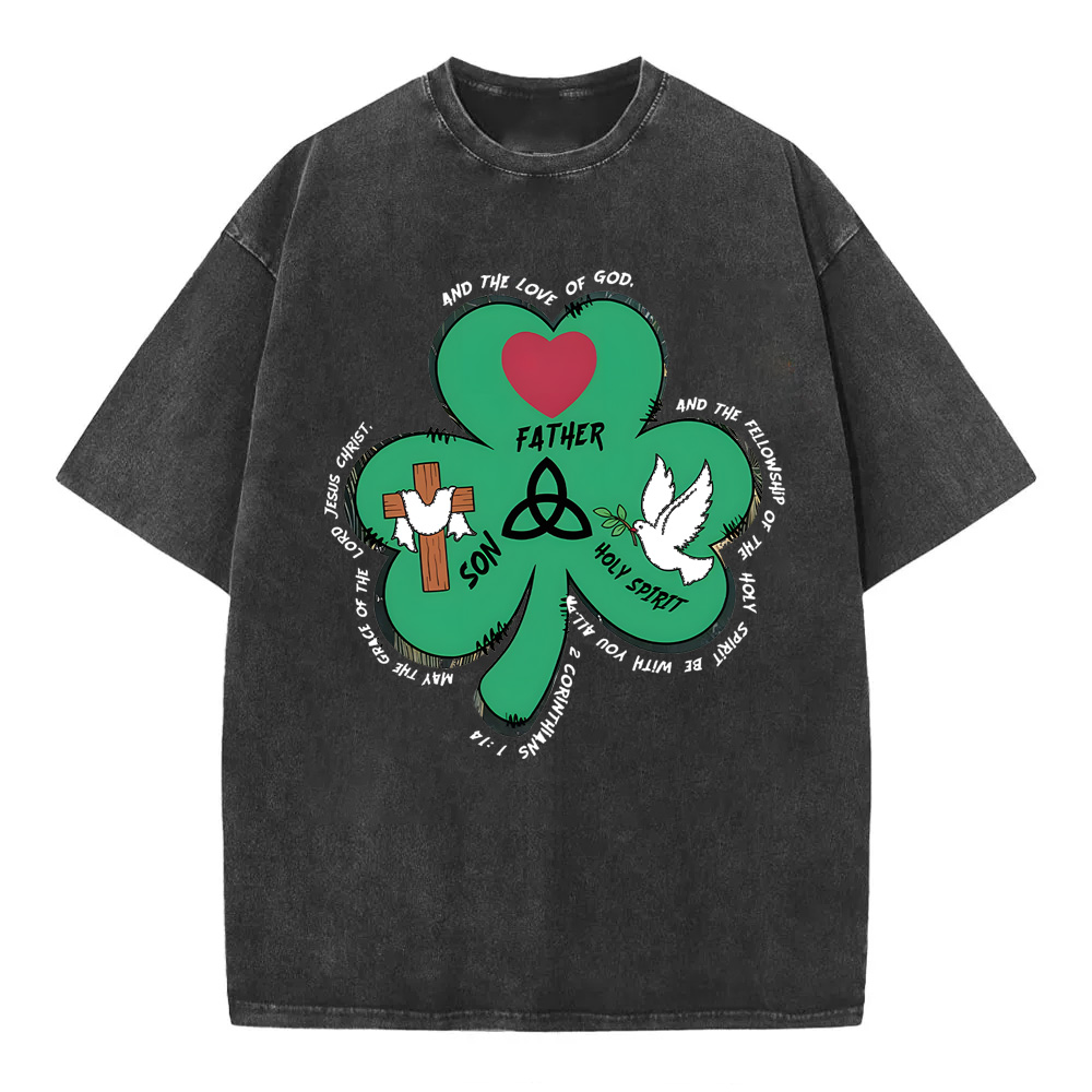 Trinity Clovers St. Patrick's Day Christian Washed T-Shirt