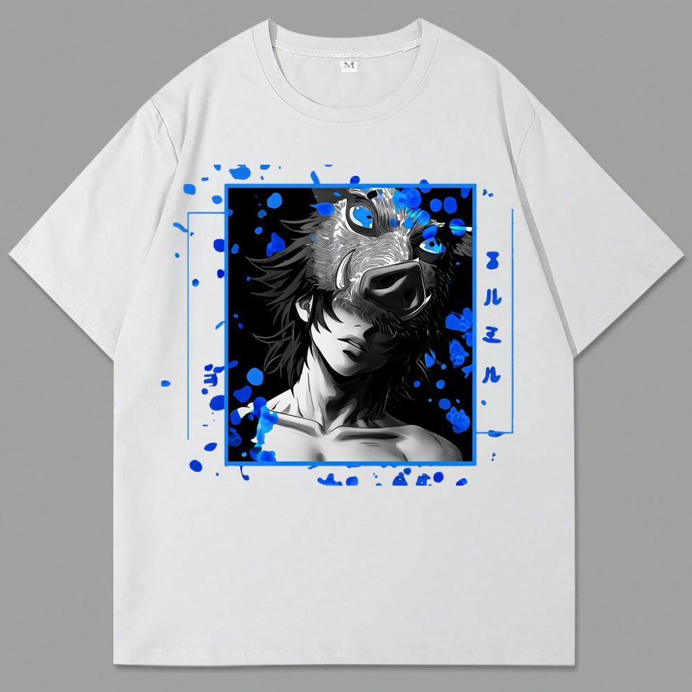 Demon Slayer Inosuke Kihira Wears a Pig Mask Cotton T-Shirts