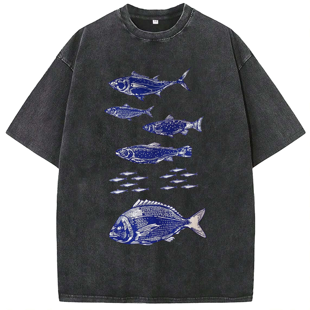 Ocean Blue Fish Print Pattern