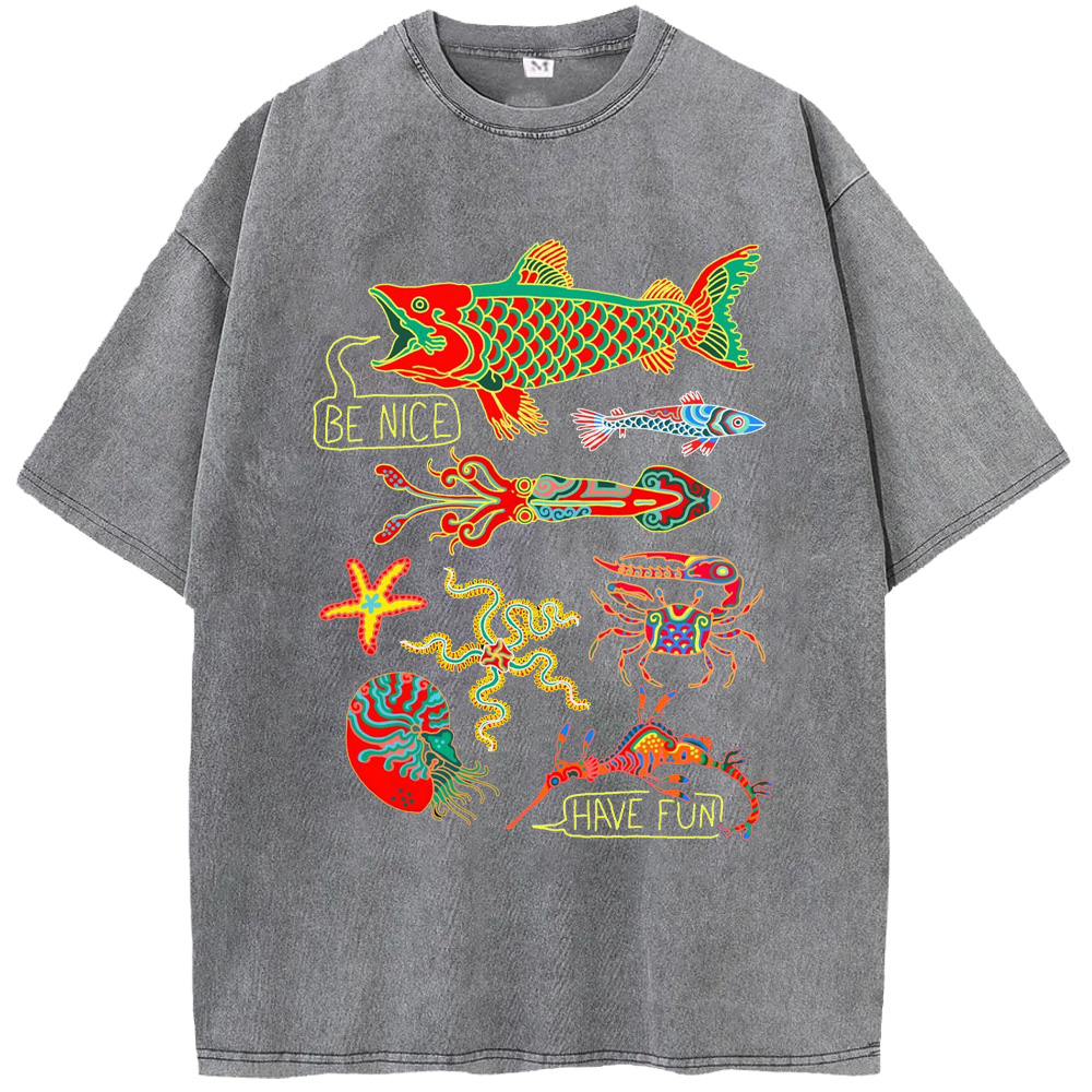 Ocean Tropical Fish Washed T-Shirts