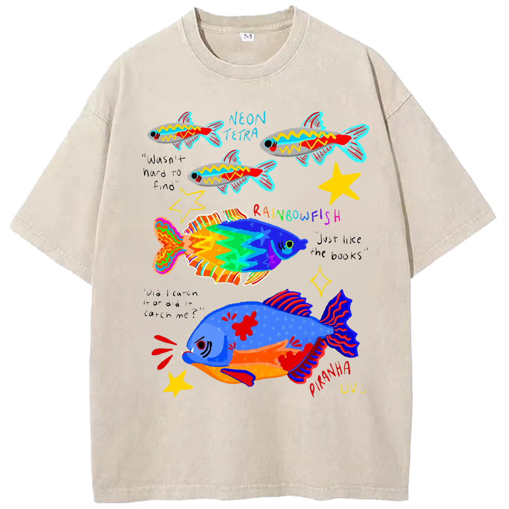 Ocean Did I Catch Or Did it Catch Me? Washed T-Shirts