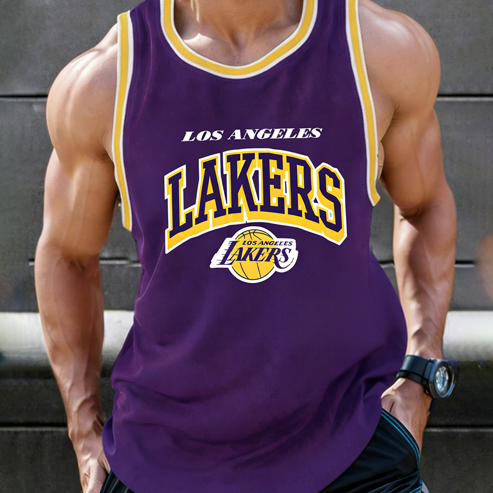 Men's Vintage Starter Los Angeles Lakers Team NBA Jersey Charles Barkley Basketball Tank Top 