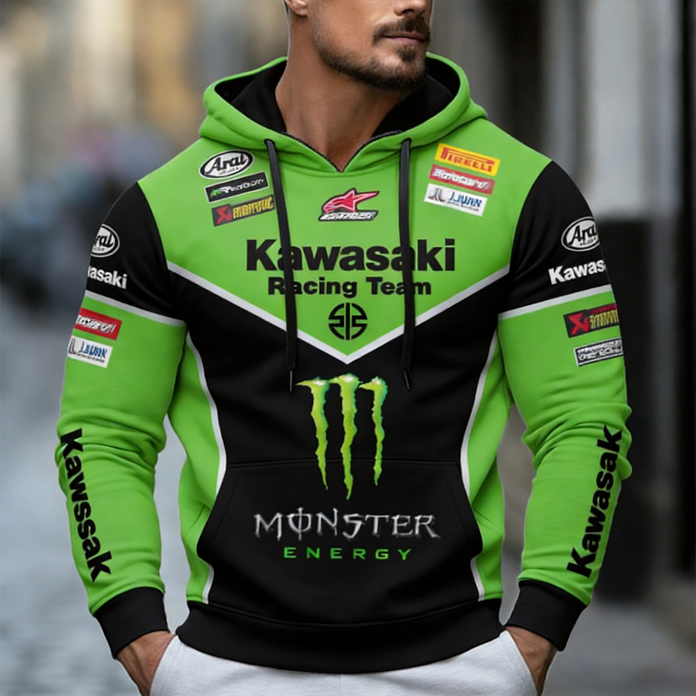 Men's Retro Racing Cars Kawasaki Racing Team Hoodie