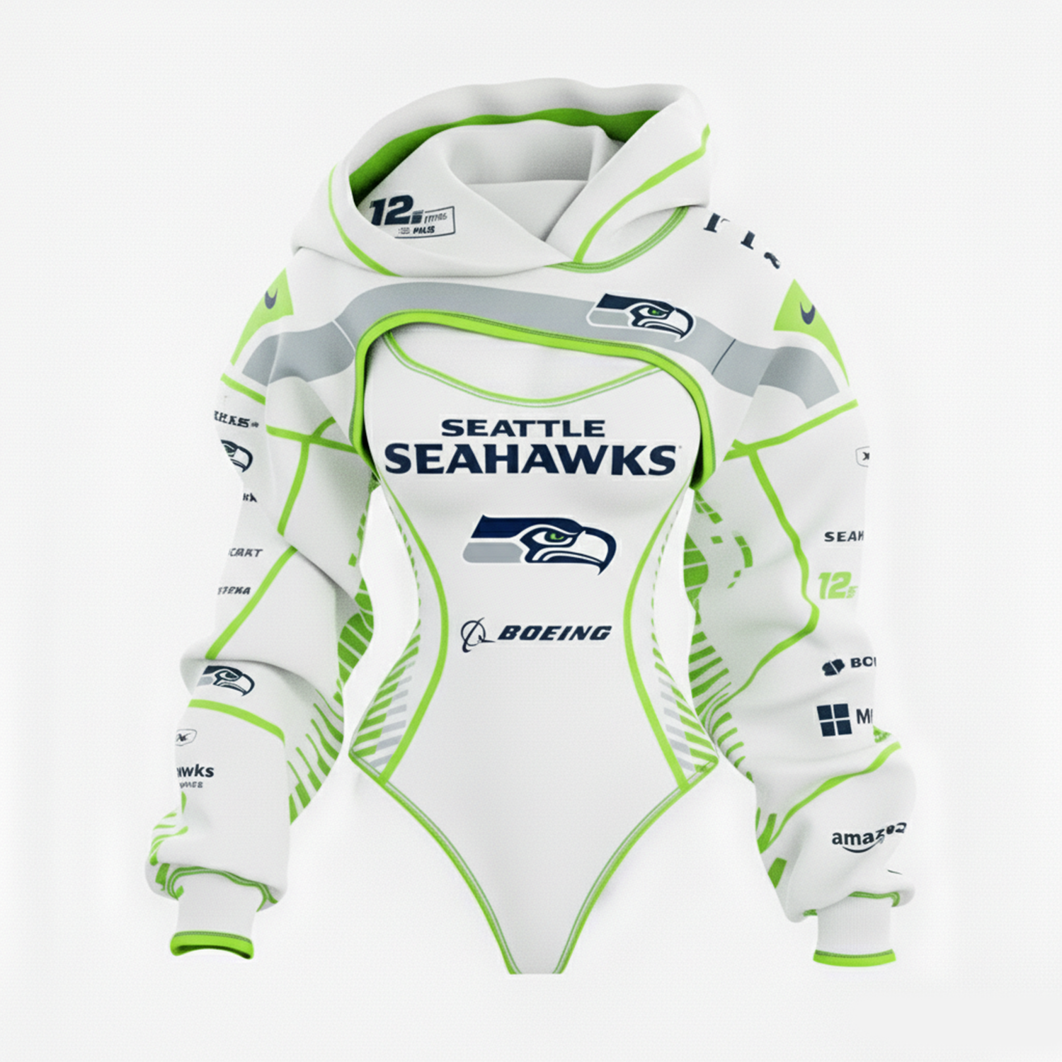 2026 New Women's Seattle Seahawks Rugby Team Logo Digital Print Irregular Cut Suit
